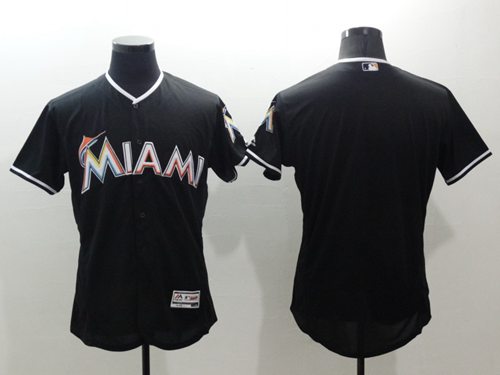 marlins Blank Black Flexbase Authentic Collection Stitched MLB Jersey - Click Image to Close